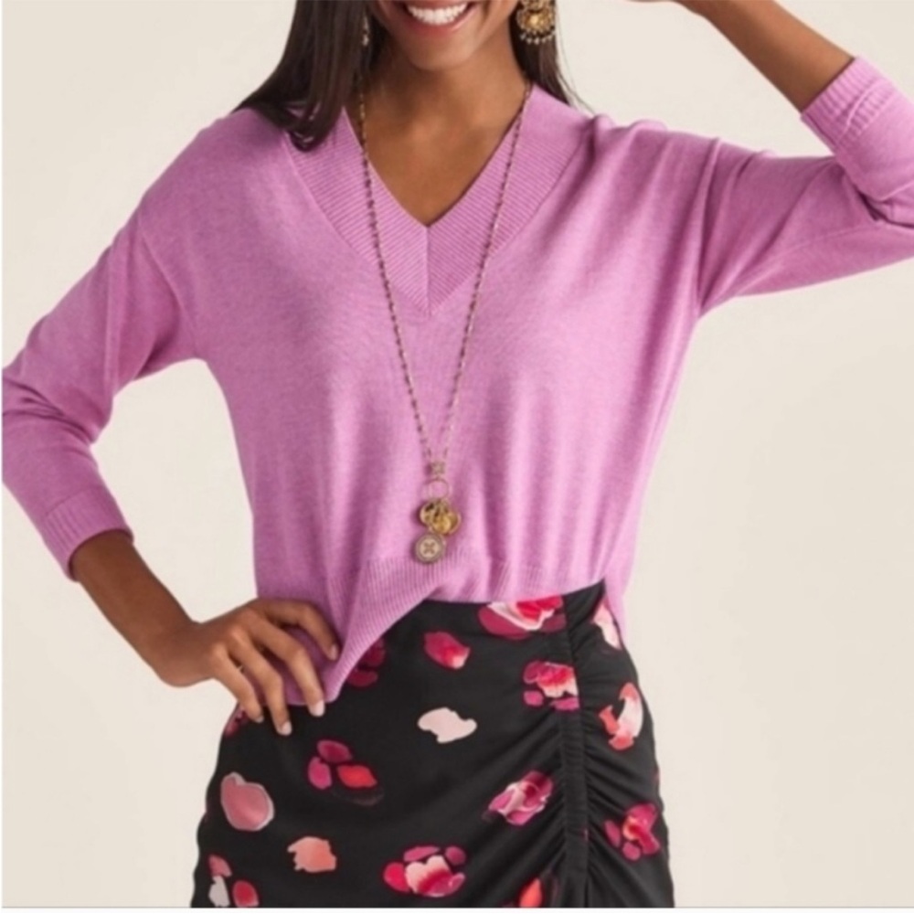 Cabi Lavender Shrunken V-Neck
Sweater Style #5588, size S
